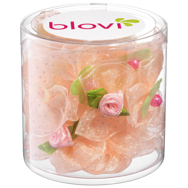 Blovi Bows Romantic 25 pcs - tulle bows for dogs, polka dot design, with decorative elements, on elastic band.