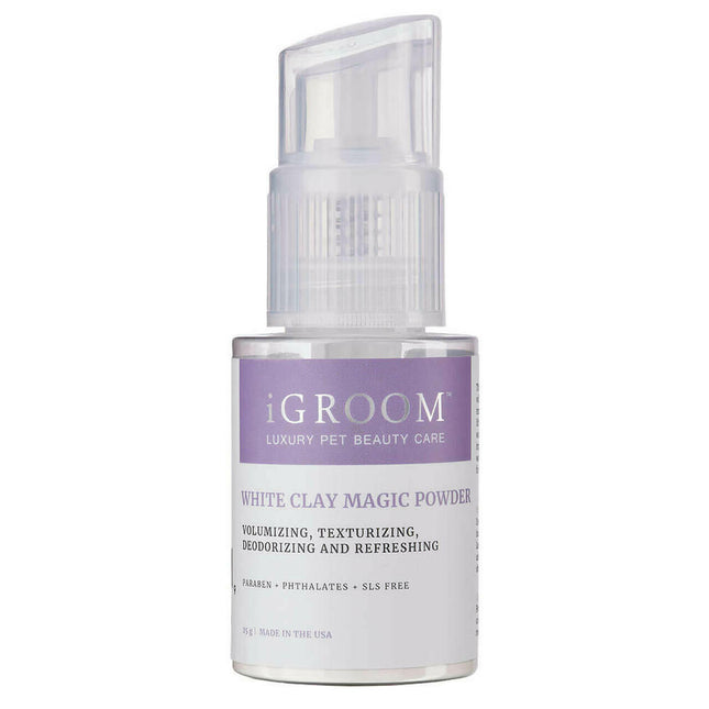 IGroom White Clay Magic Powder - white clay powder for dogs and cats, adds volume, refreshes, soothes.