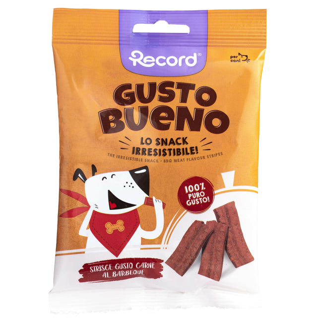 Record Gusto Bueno BBQ Meat Flavor Stripes - dog treats, BBQ flavored strips.