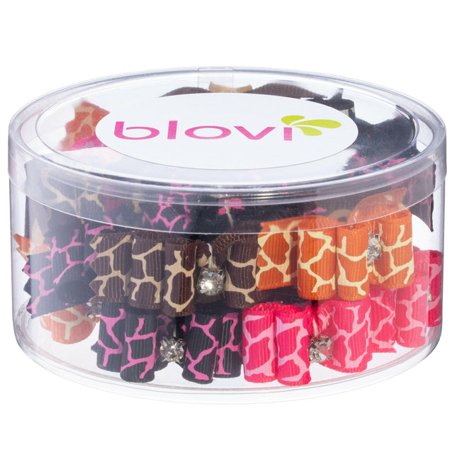 Blovi Bows Wild Glam 25 pcs - elegant bows for dogs in leopard print, with a rhinestone, on an elastic band.