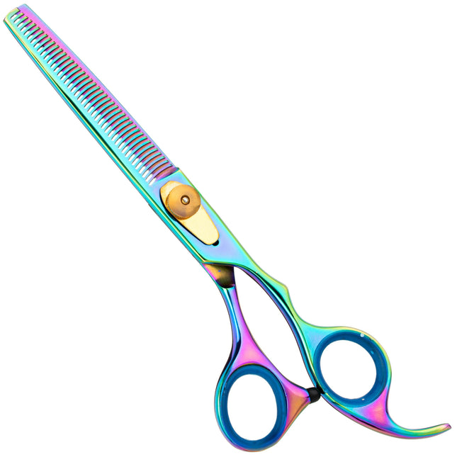 Geib Rainbow Kiss Thinner - high-quality grooming thinning shears with a rainbow finish, 42 teeth.