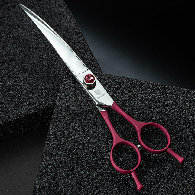 Jargem Curved Scissors - curved grooming scissors with decorative screw.