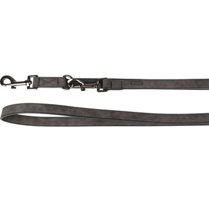 Flamingo Training Leash Delu Black - detachable dog leash made of eco-leather, black.