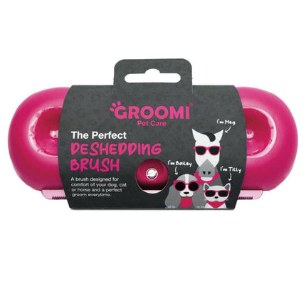 Groomi Deshedding Pink Brush - grooming brush, undercoat remover, pink.