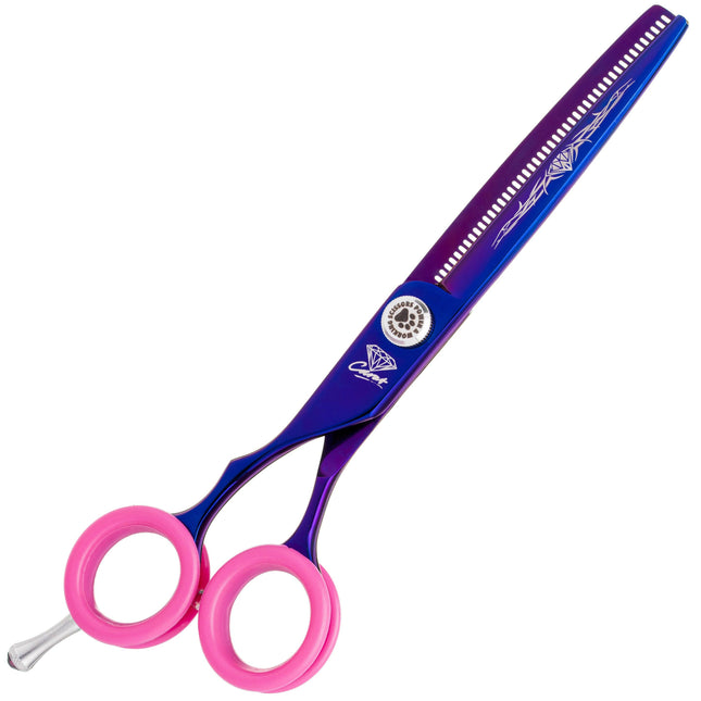 P&W Carat Left Thinning Scissors - single-sided thinning scissors for finishing hairstyles, for left-handed users, 46 teeth.