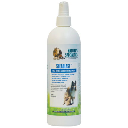 Nature's Specialties Sheablast Spray - instant soothing and restorative conditioner for dogs and cats.