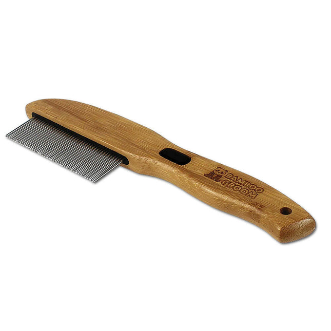 Bamboo Groom Rotating Pin Comb with 41 Pins - bamboo comb for dogs and cats, 41 rotating pins.