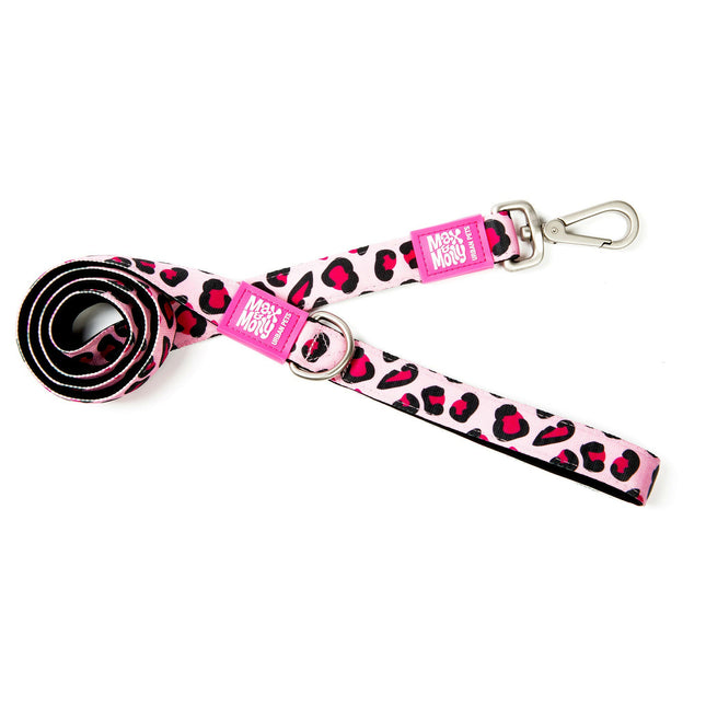 Max&Molly Short Leash Leopard - colorful urban leash for dogs, panther pattern, 120cm.