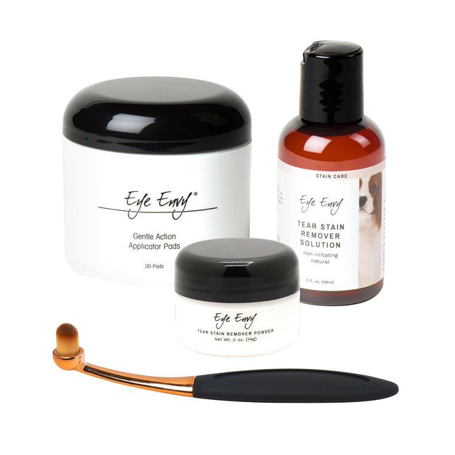 Eye Envy Starter Kit Small Brush - stain removal cosmetic kit for small and medium dogs..