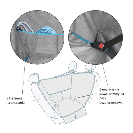 Kurgo Wander Half Hammock - dog car seat cover for half of the back seat.