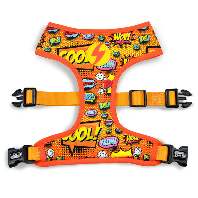 Dashi Boom Neo Mesh Harness - non-restrictive, reversible dog harness made of neoprene, comic pattern.