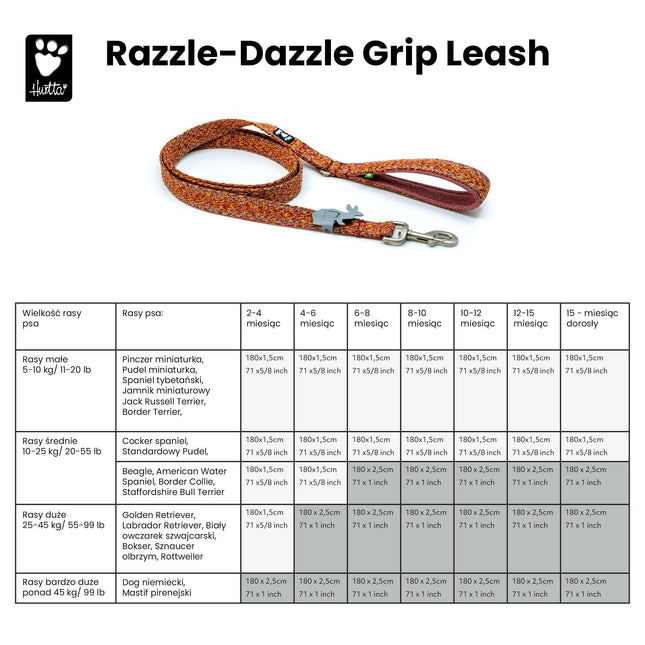 Hurtta Razzle - Dazzle Gripp Leash Blackberry - dog leash with a soft grip.