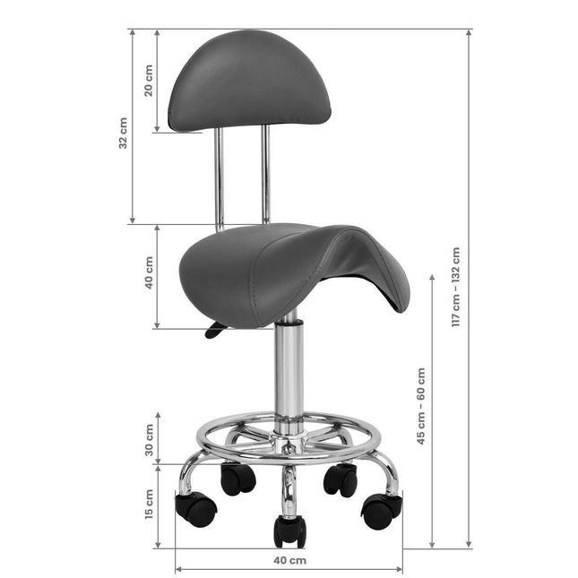 Activ 6001 Grey - comfortable grooming stool with contoured seat and backrest, gray.