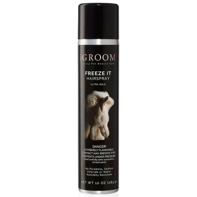 IGroom Freeze It Hairspray - professional, strong-hold hairspray for dogs.