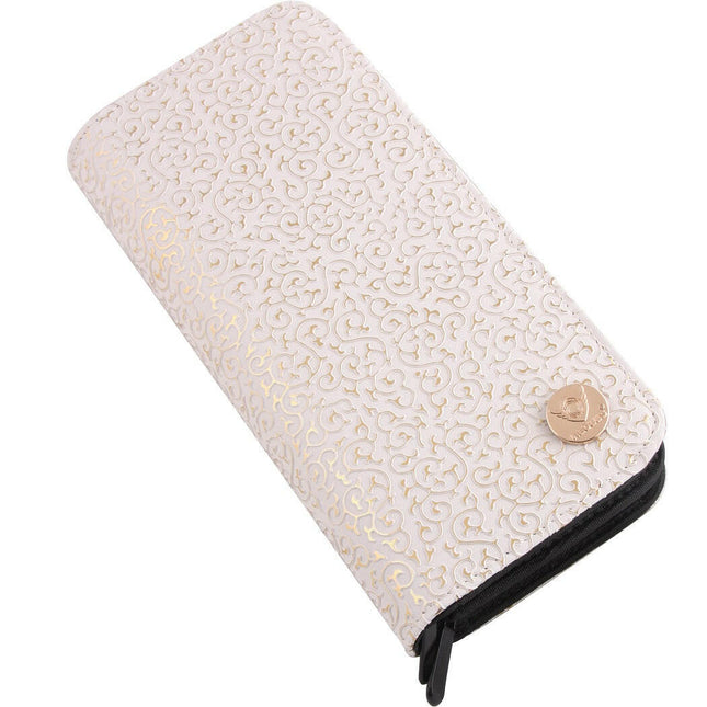 Aeolus Scissors Case White/Gold - spacious case for scissors and combs, two pockets.