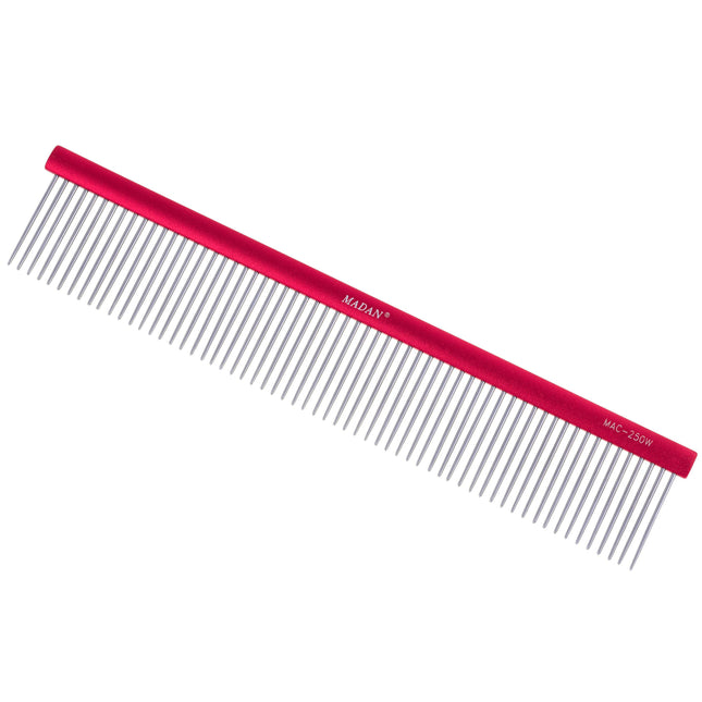 Madan Professional Light Comb 25cm - professional large comb with an aluminum handle and medium tooth spacing, long pins.