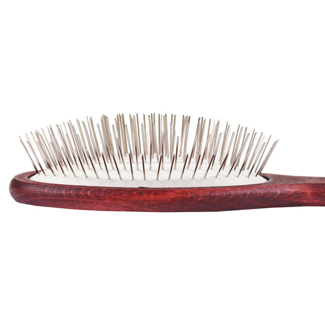 Blovi Wood Pin Brush - large, soft, wooden brush with metal pins for Yorkies, Maltese, Shih Tzus.
