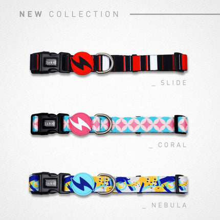 Dashi Slide Collar - dog collar, striped pattern.