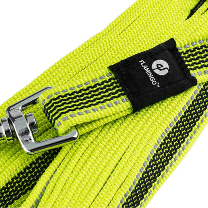 Flamingo Xeno Training Tracking Leash Fluo - training leash for dogs, tracking and training loop, with rubber coating, neon yellow.
