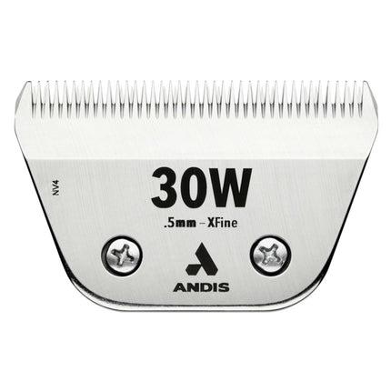 Andis Ceramic EDGE 30W XFine Wide Blade - wide ceramic blade for Snap-On clippers, chrome-plated steel.