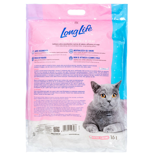 Cat&Rina LongLife Silica Gel Cat Litter 16L - clumping silica gel for cats, super absorbent, bacteriostatic, odorless.