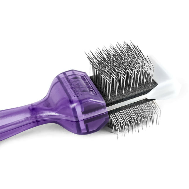 ActiVet Pro Brush Firm Lila - firm, double-sided, and flexible brush for breeds with thick, double coats and undercoat - small 4.5cm.