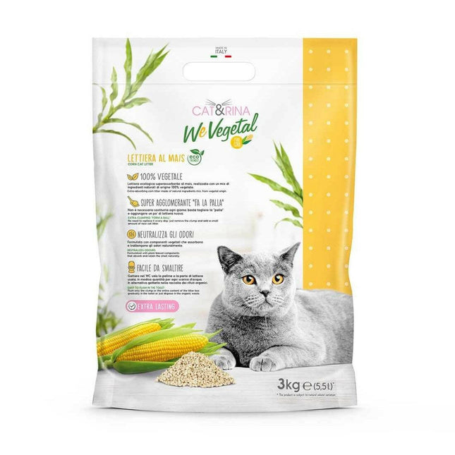 Cat&Rina WeVegetal Corn Litter - clumping, biodegradable corn litter for cats - 6x 5.5L (18kg).