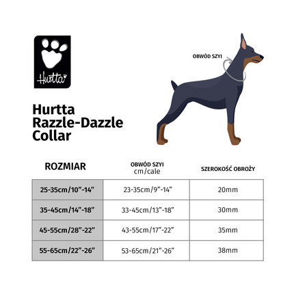 Hurtta Razzle - Dazzle Collar Blackberry - adjustable dog collar - 55 - 65cm.