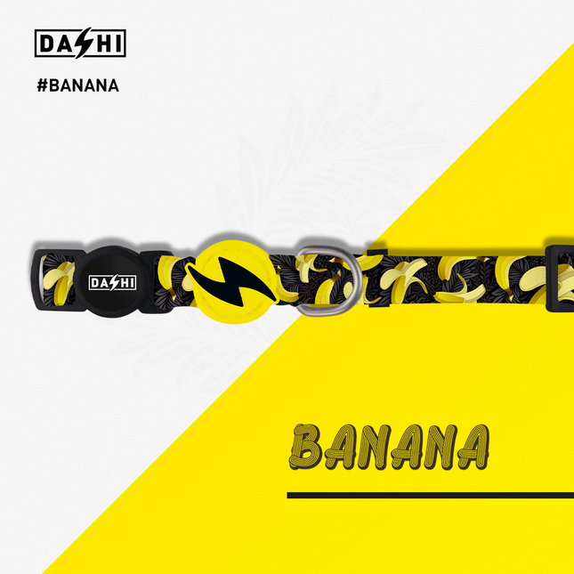 Dashi Eco Banana Cat Collar - cat collar made from recycled materials, banana pattern.