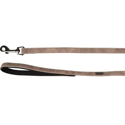 Flamingo Leash Delu Taupe - dog leash made of eco-leather, padded handle, 130cm.
