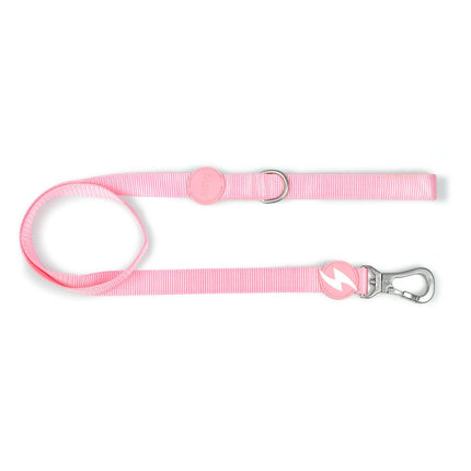 Dashi Solid Leash Baby Pink 120cm - urban dog leash, nylon, light pink.
