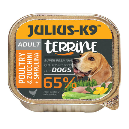 Julius - K9 Poultry Zucchini & Spirulina - complete wet food for dogs, poultry, zucchini, and spirulina.