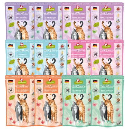 GranataPet DeliCatessen Pouch Food Set - Grain-Free Wet Cat Food, Mix of 6 Flavors, Set 1.