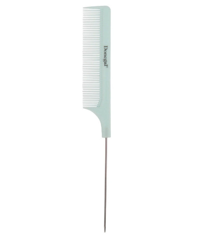 Dog comb with metal pin for parting