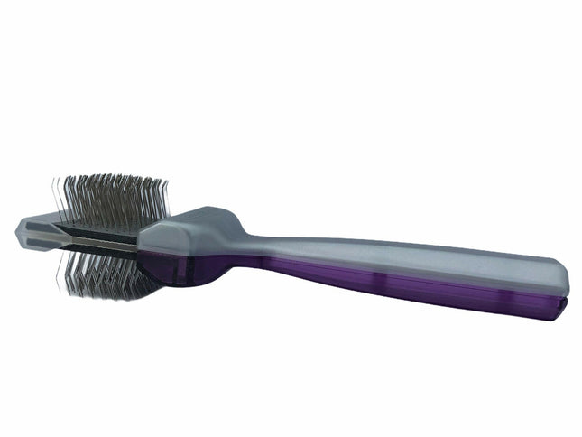 ActiVet Duo Plus Brush Tufffinish Coater 2-in-1 - two stiff brushes in one, for detangling and removing undercoat - small 4.5cm.