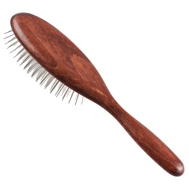 Blovi Wood Soft Pin Brush - large wooden brush with very soft metal pins (Yorkshire Terrier, Maltese, Shih Tzu).