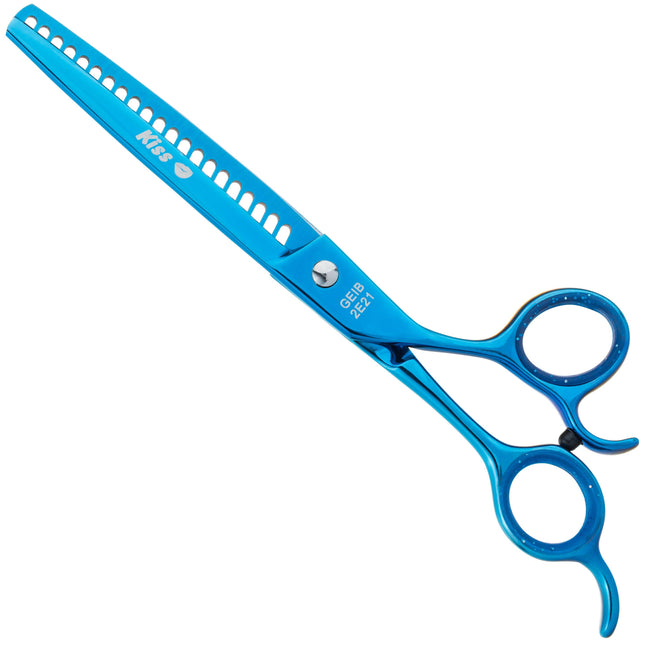 Geib Kiss Silver Blue Chunker 7.5 - single-sided grooming chunkers, blue finish, 21 teeth.