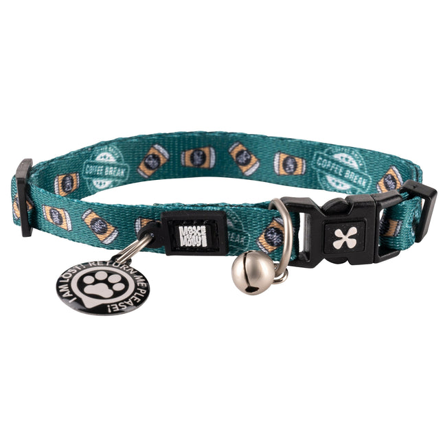 Max&Molly GOTCHA! Smart ID Cat Collar Coffee Break - colorful collar for cats with a smart Tag pendant.
