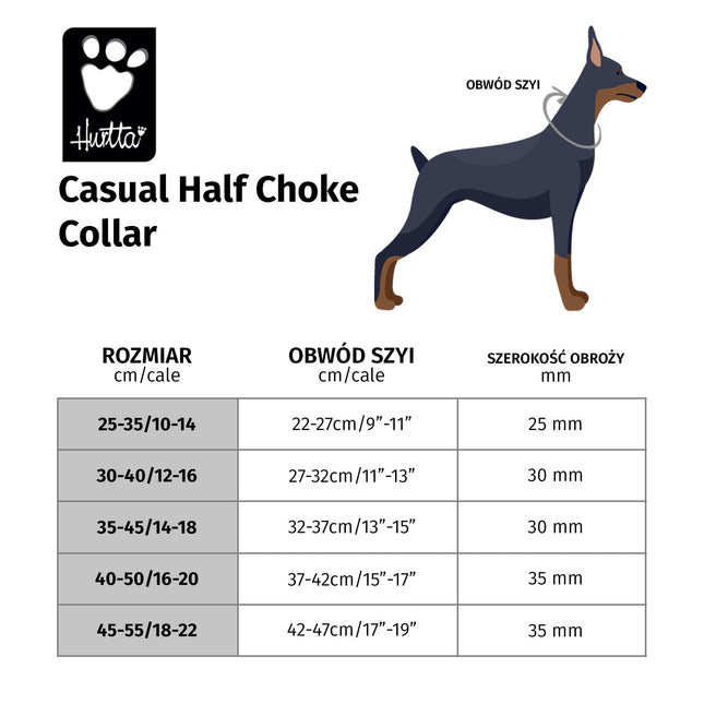Hurtta Casual Half Choke Collar Raven - half choke collar for adult dogs - 30 - 40cm.