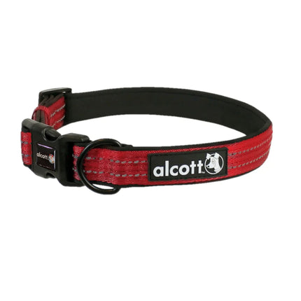 Alcott Adventure Collar Bright Red - reflective dog collar, intense red