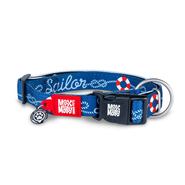 Max&Molly GOTCHA! Smart ID Collar Sailor - smart tag collar for dogs, nautical pattern.