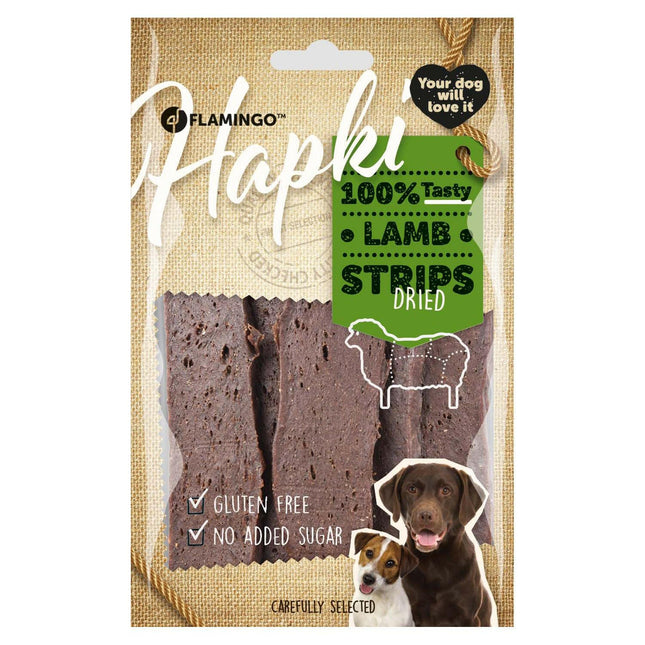 Flamingo Hapki Lamb Stripes - dog treats, dried lamb strips.