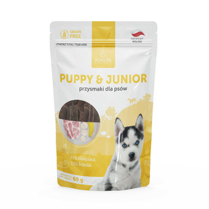 Pokusa Natural Puppy & Junior - grain-free treats for puppies, with veal and banana.