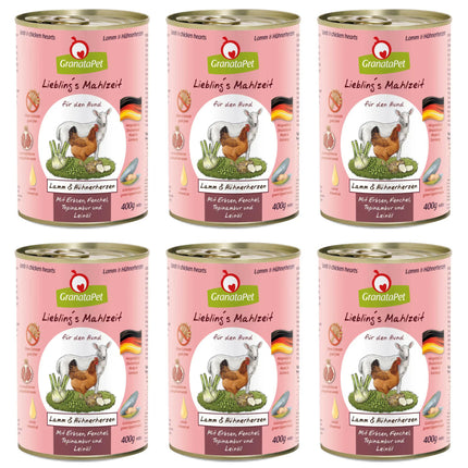 GranataPet Lamb & Chicken Hearts - grain-free wet dog food - lamb and chicken hearts.