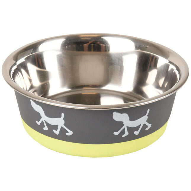 Flamingo Silhouette Lemon Bowl - stainless steel bowl for dogs with non-slip base.