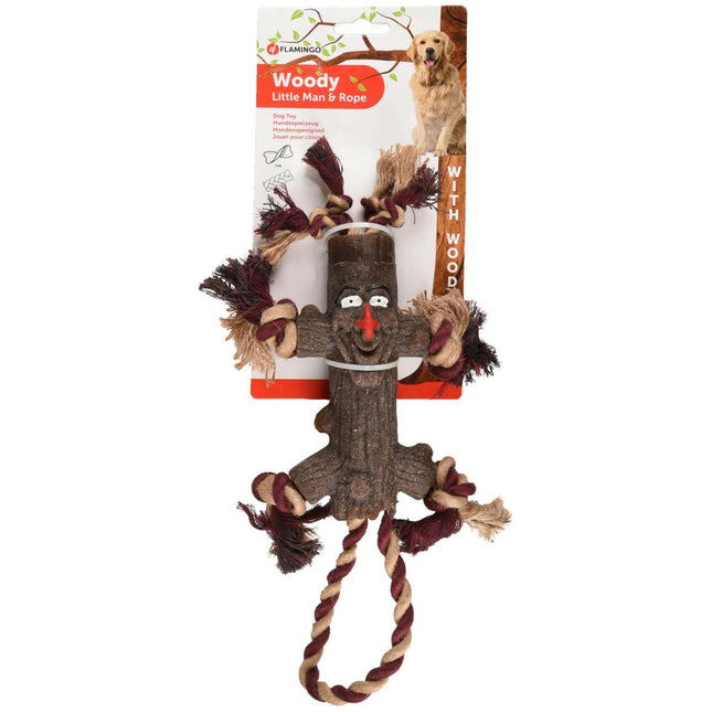 Flamingo Woody Little Man & Rope - dog toy.