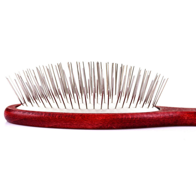 Blovi Wood Pin Brush - large, soft, wooden brush with metal pins for medium and long hair.