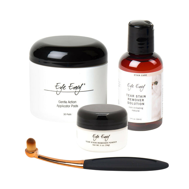 Eye Envy Cat Starter Kit Small Brush - eye stain removal cosmetic kit for cats, with a brush.