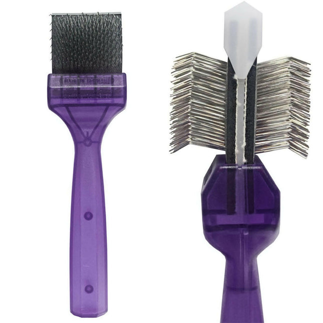 ActiVet Pro Brush Firm Lila - firm, double-sided, and flexible brush for breeds with thick, double coats and undercoat - small 4.5cm.