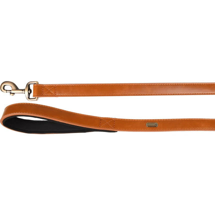 Flamingo Leash Lyabo Cognac - dog leash made of eco-leather, padded handle, cognac color, 100cm.